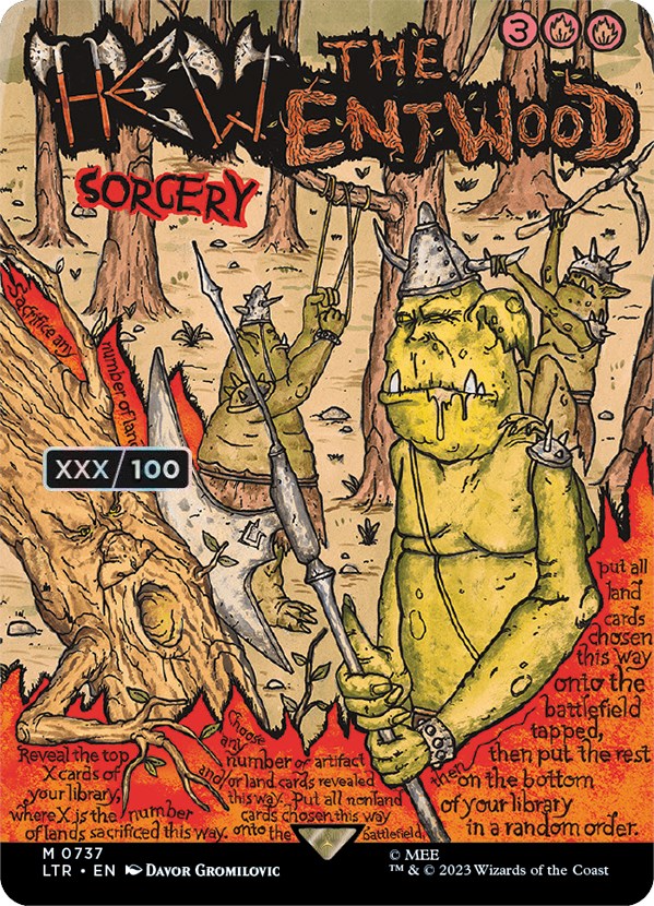 Hew the Entwood (Borderless Poster) (Serialized) [The Lord of the Rings: Tales of Middle-Earth] - Magic: The Gathering - Card Brawlers | Quebec | Canada |