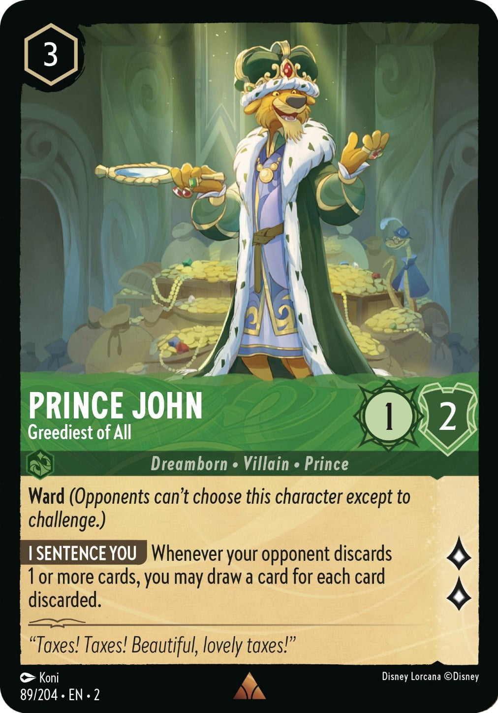 Prince John - Greediest of All (89/204) [Rise of the Floodborn] - Disney - Card Brawlers | Quebec | Canada |