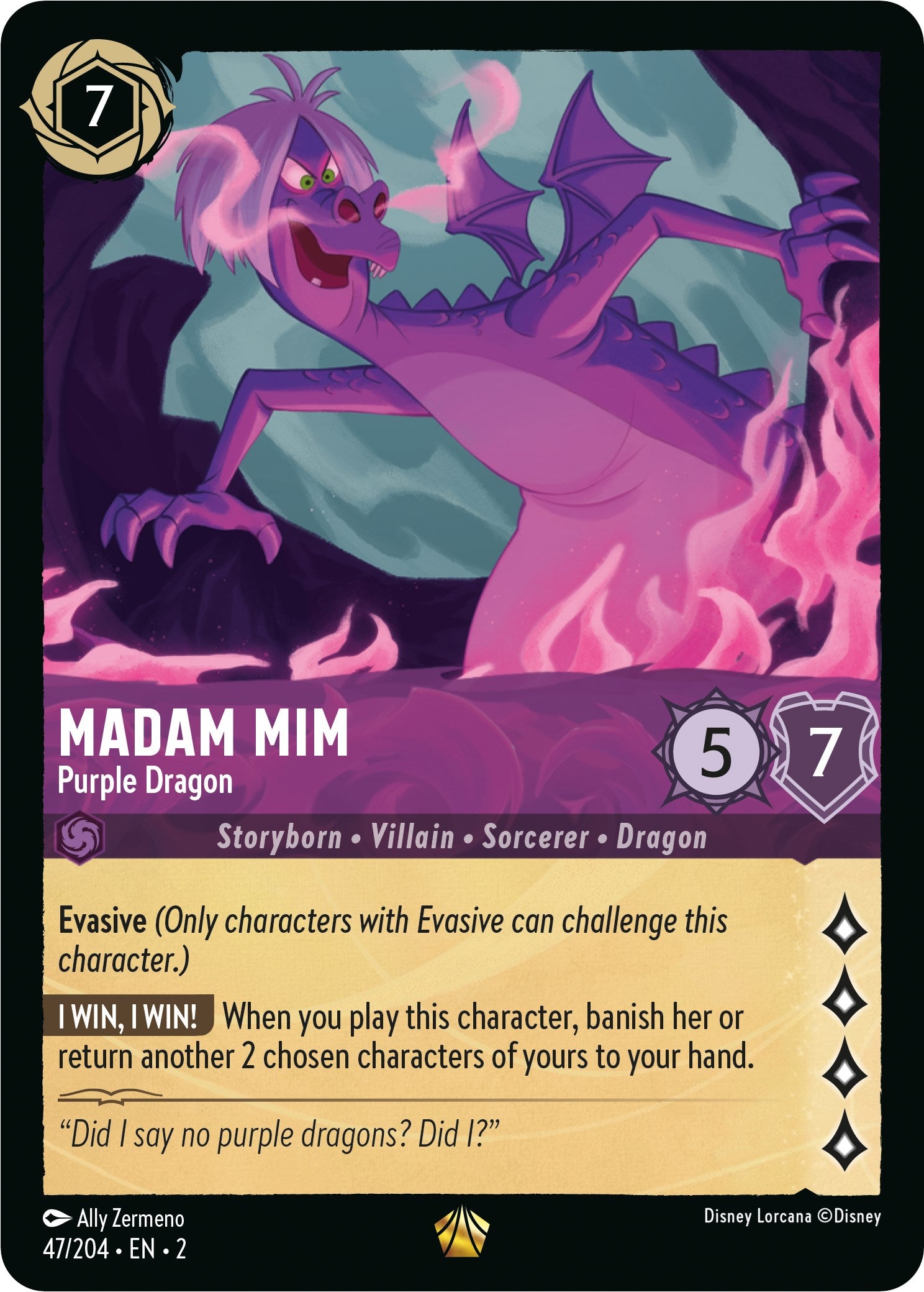 Madam Mim - Purple Dragon (47/204) [Rise of the Floodborn] - Disney - Card Brawlers | Quebec | Canada |