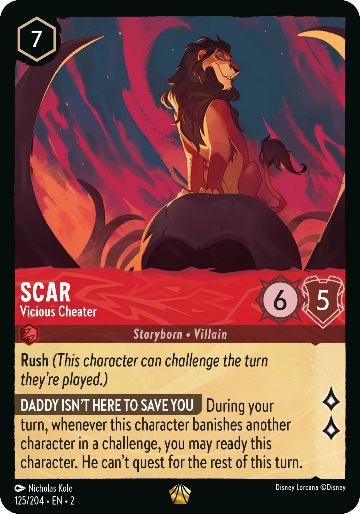 Scar - Vicious Cheater (125/204) [Rise of the Floodborn] - Disney - Card Brawlers | Quebec | Canada |
