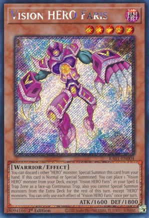 Vision HERO Faris [RA01-EN004] Platinum Secret Rare - Yu-Gi-Oh! - Card Brawlers | Quebec | Canada |