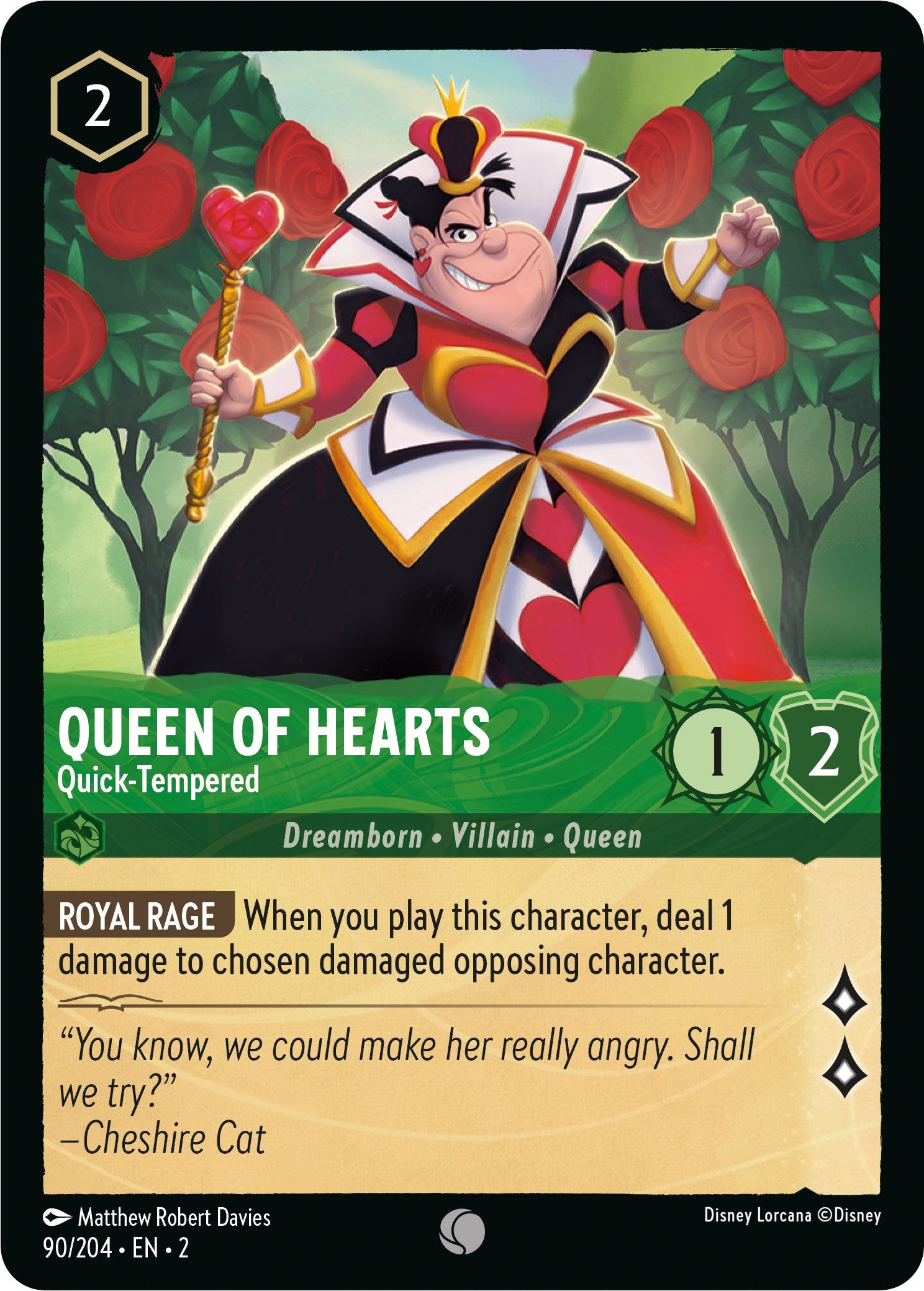 Queen of Hearts - Quick-Tempered (90/204) [Rise of the Floodborn] - Disney - Card Brawlers | Quebec | Canada |