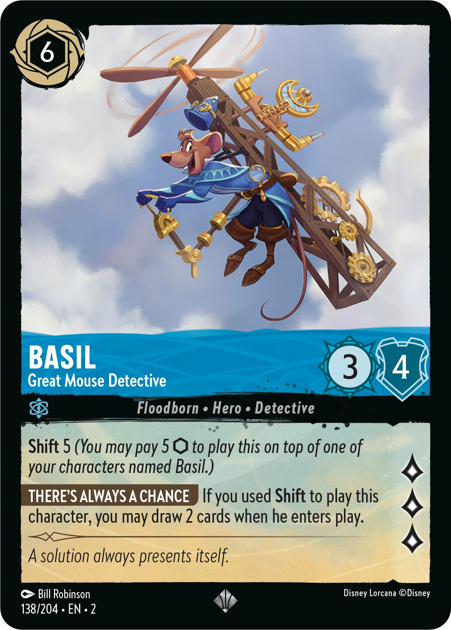 Basil - Great Mouse Detective (138/204) [Rise of the Floodborn] - Disney - Card Brawlers | Quebec | Canada |
