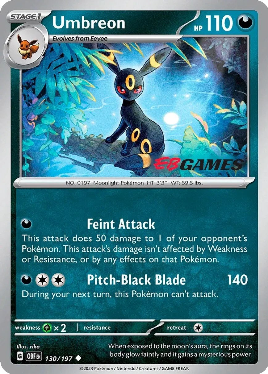Umbreon (130/197) (EBGames Exclusive) [Scarlet & Violet: Obsidian Flames] - Pokémon - Card Brawlers | Quebec | Canada |