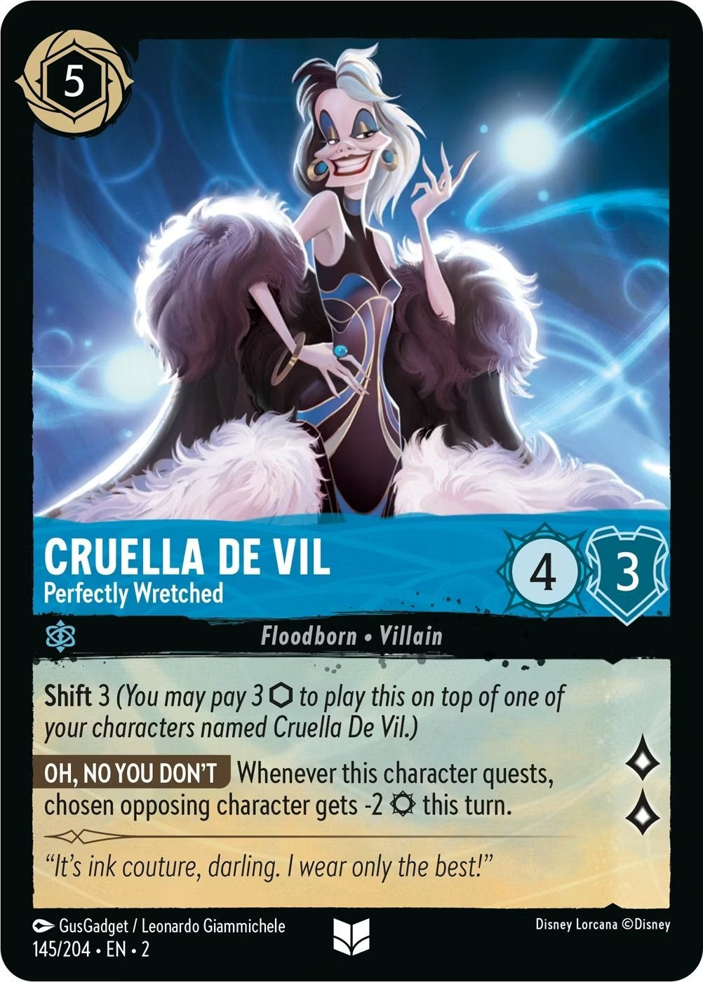 Cruella De Vil - Perfectly Wretched (145/204) [Rise of the Floodborn] - Disney - Card Brawlers | Quebec | Canada |