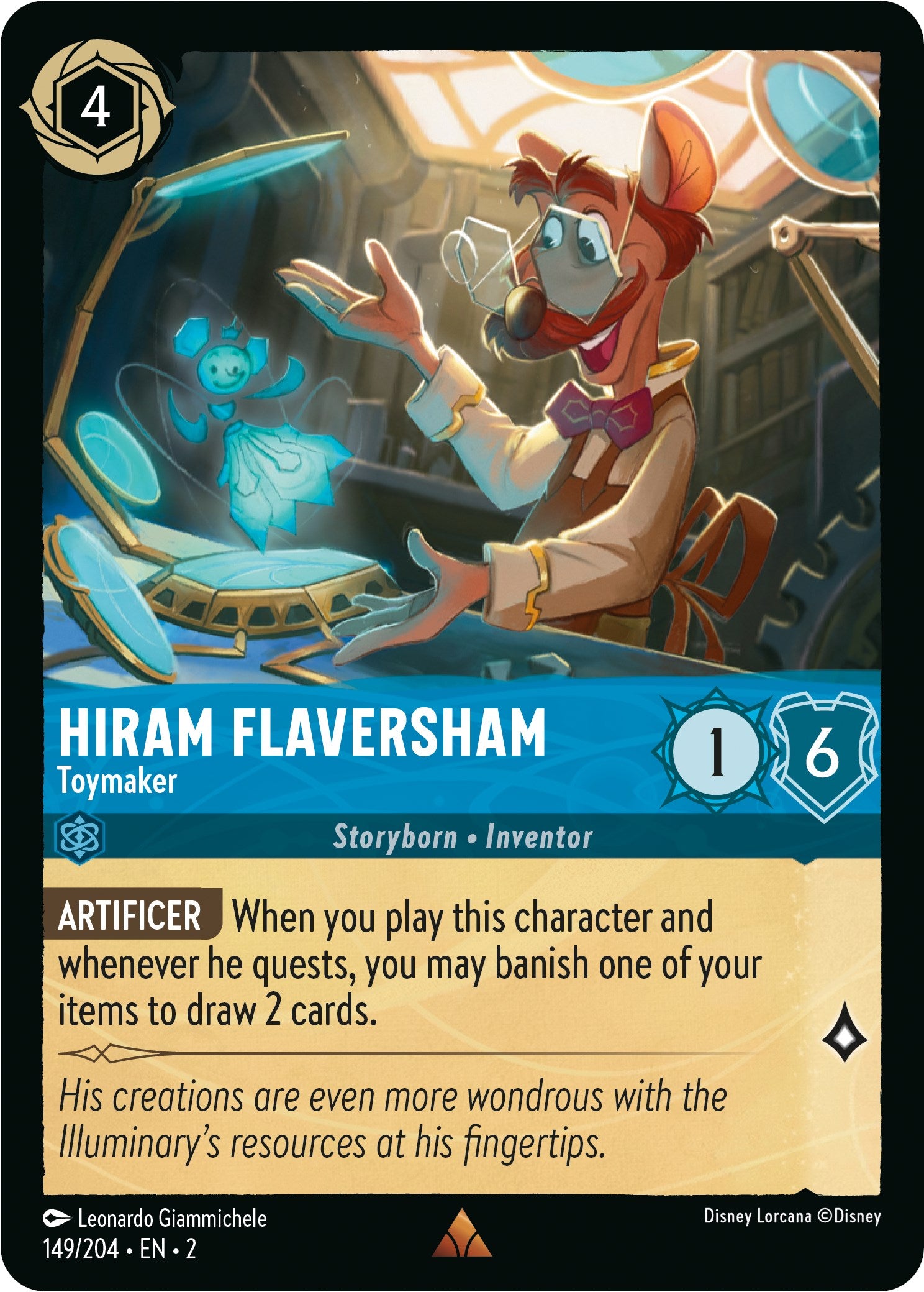 Hiram Flaversham - Toymaker (149/204) [Rise of the Floodborn] - Disney - Card Brawlers | Quebec | Canada |