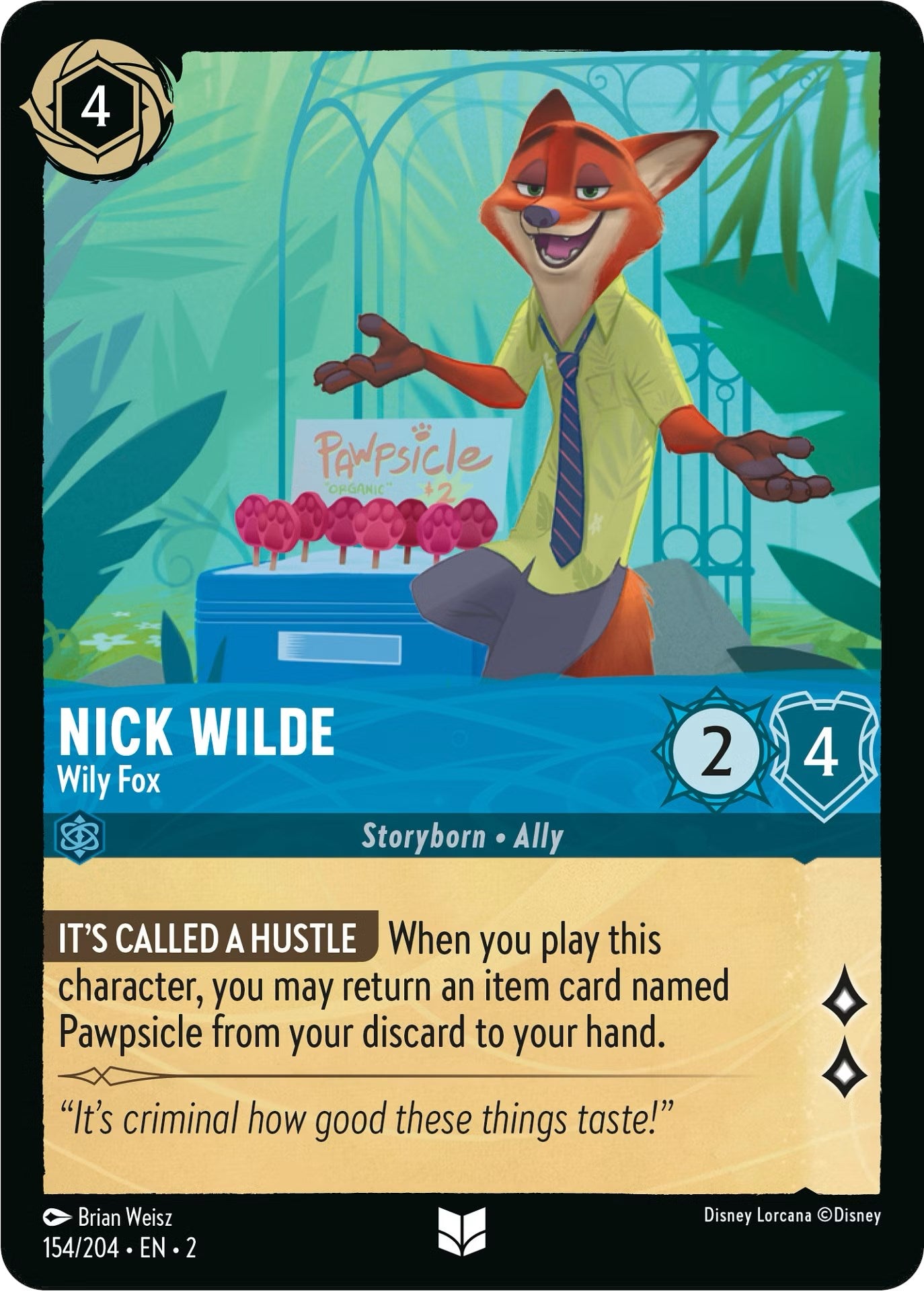 Nick Wilde - Wily Fox (154/204) [Rise of the Floodborn] - Disney - Card Brawlers | Quebec | Canada |