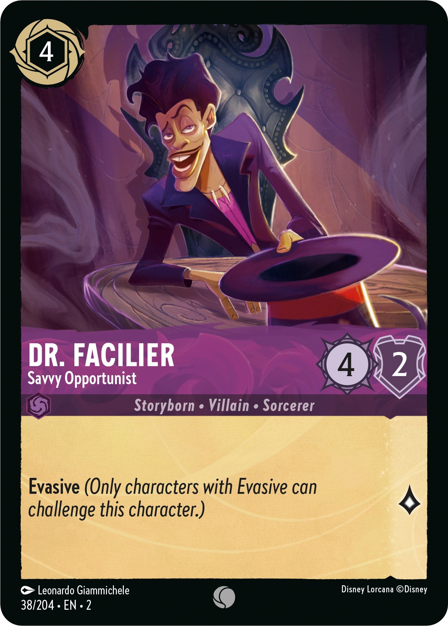 Dr. Facilier - Savvy Opportunist (38/204) [Rise of the Floodborn] - Disney - Card Brawlers | Quebec | Canada |