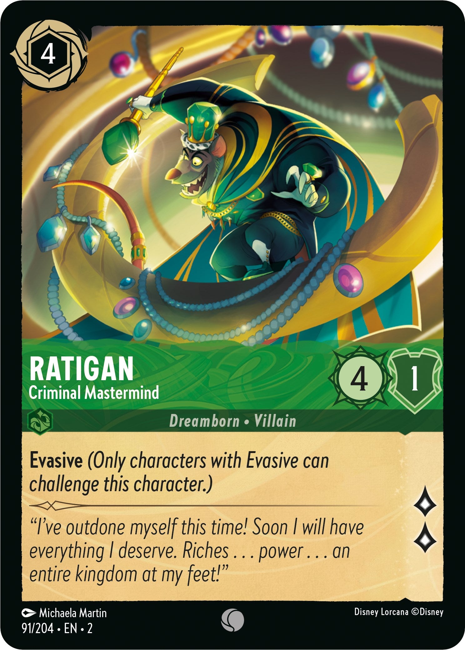 Ratigan - Criminal Mastermind (91/204) [Rise of the Floodborn] - Disney - Card Brawlers | Quebec | Canada |