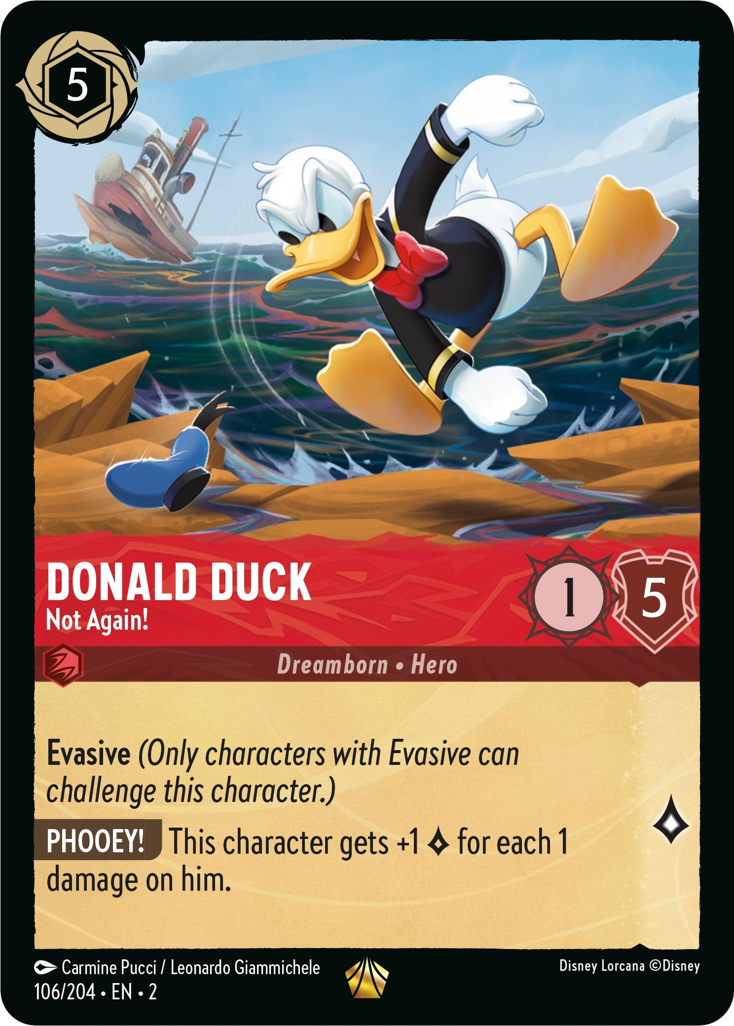 Donald Duck - Not Again! (106/204) [Rise of the Floodborn] - Disney - Card Brawlers | Quebec | Canada |