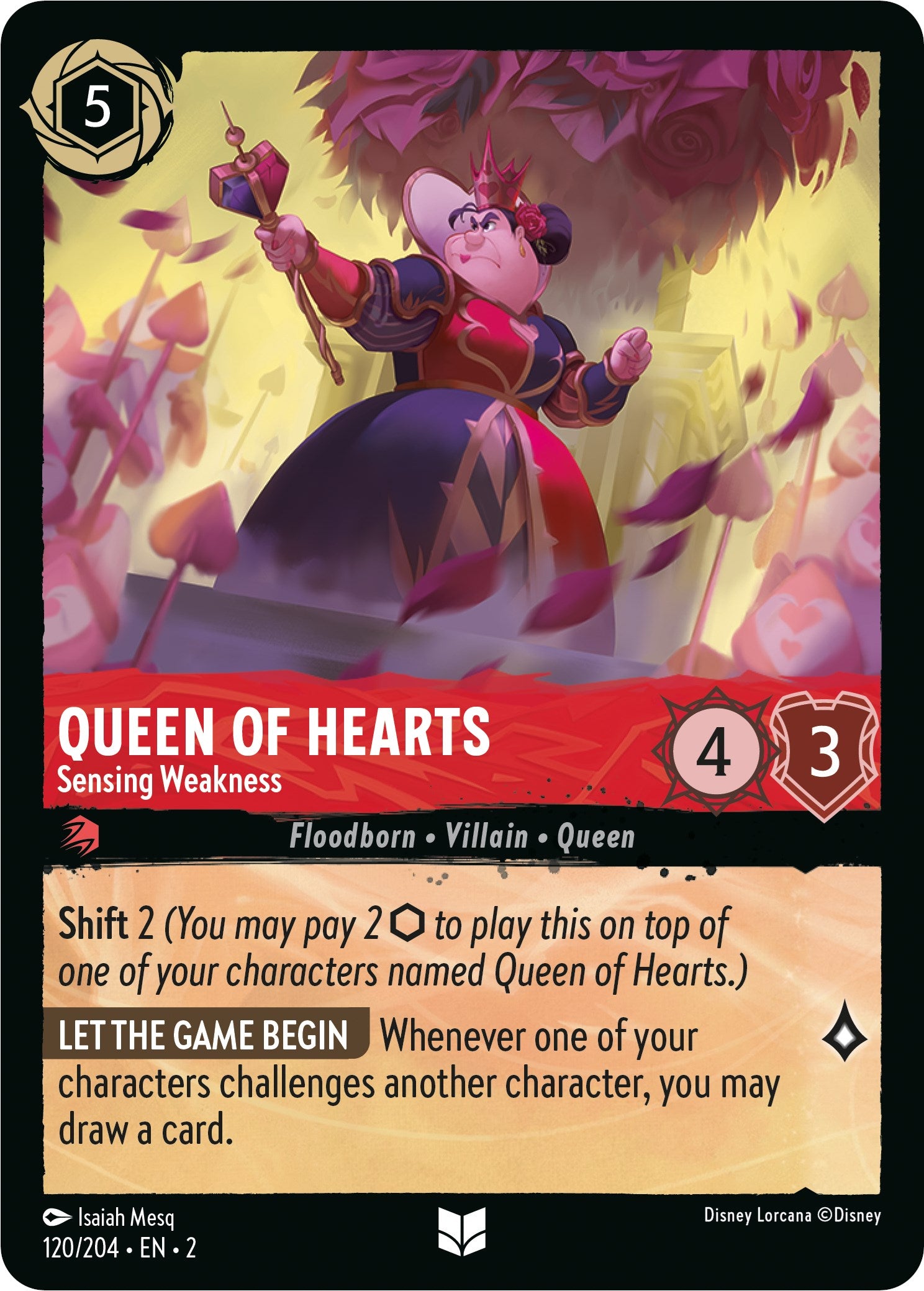 Queen of Hearts - Sensing Weakness (120/204) [Rise of the Floodborn] - Disney - Card Brawlers | Quebec | Canada |