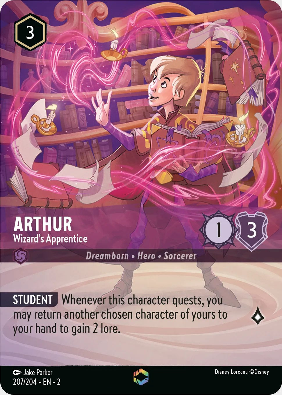 Arthur - Wizard's Apprentice (Enchanted) (207/204) [Rise of the Floodborn] - Disney - Card Brawlers | Quebec | Canada |
