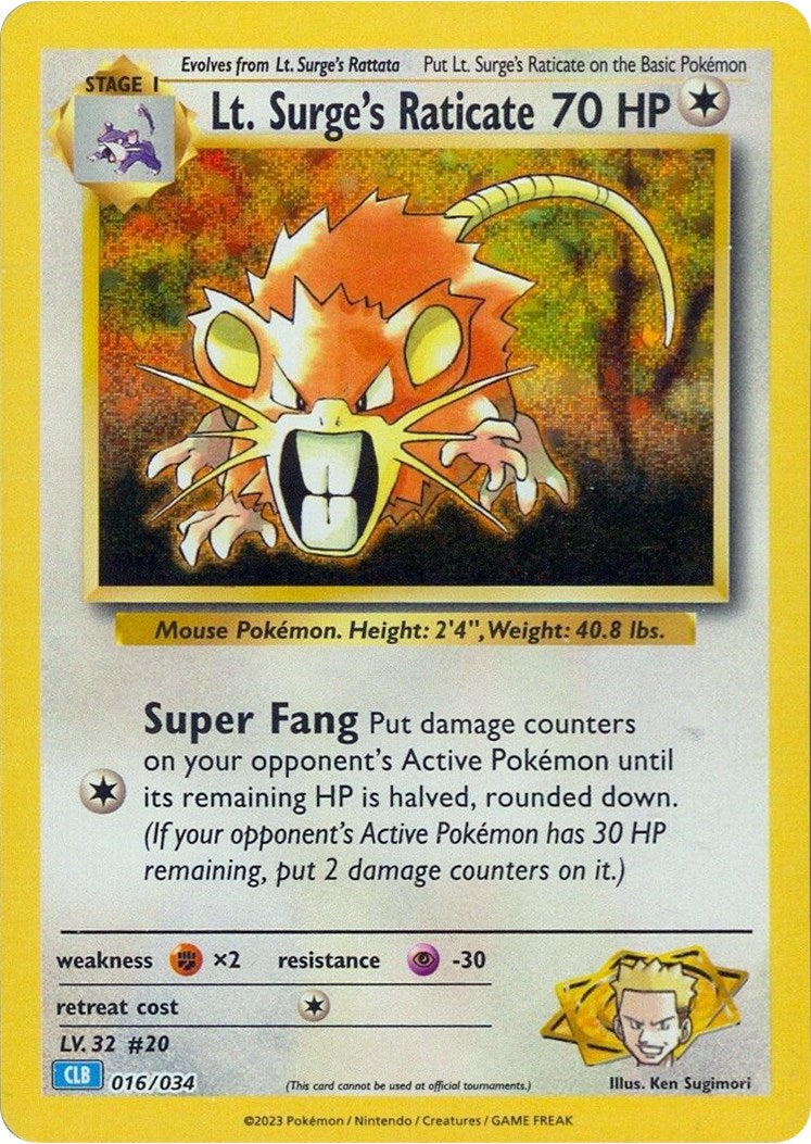 Lt. Surge's Raticate [Trading Card Game Classic] - Pokémon - Card Brawlers | Quebec | Canada |