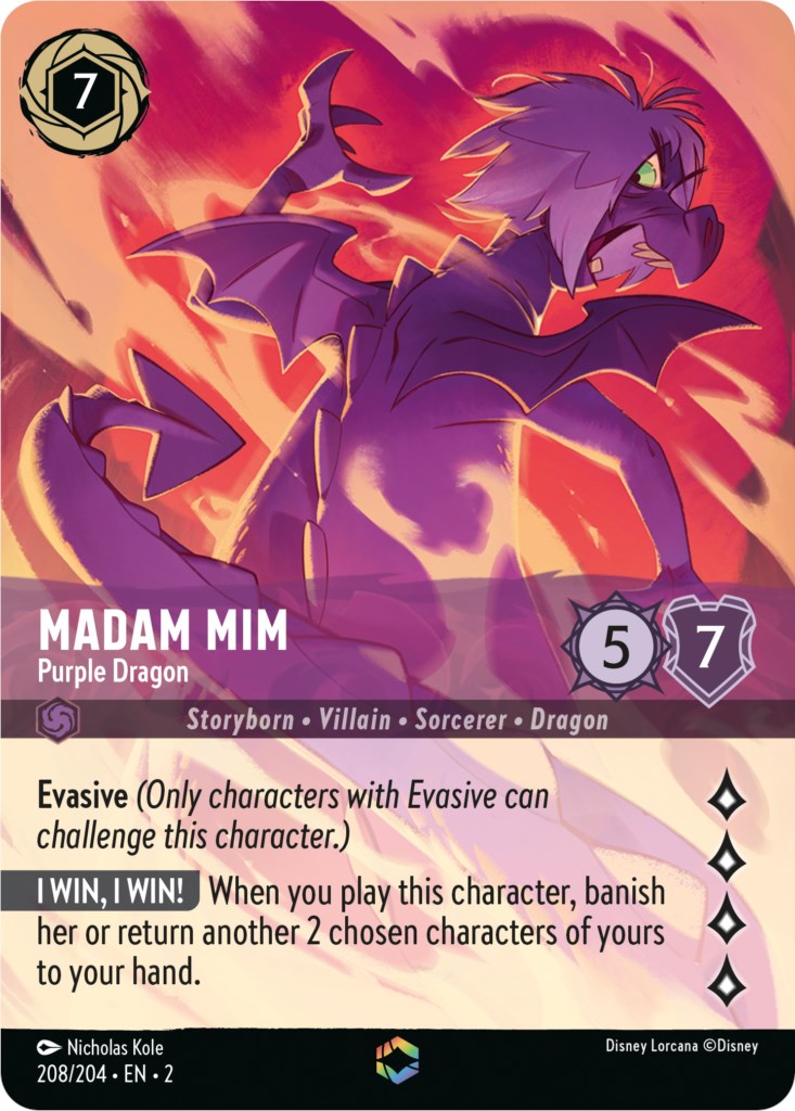 Madam Mim - Purple Dragon (Enchanted) (208/204) [Rise of the Floodborn] - Disney - Card Brawlers | Quebec | Canada |