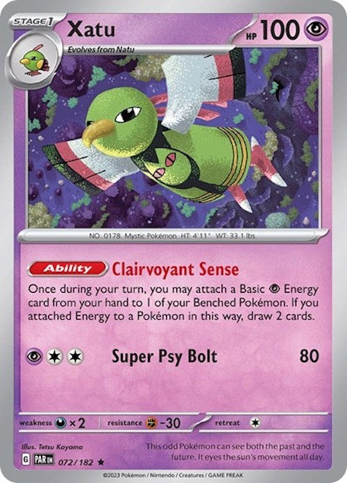 Xatu (072/182) (Build & Battle Box) [Scarlet & Violet: Paradox Rift] - Pokémon - Card Brawlers | Quebec | Canada |