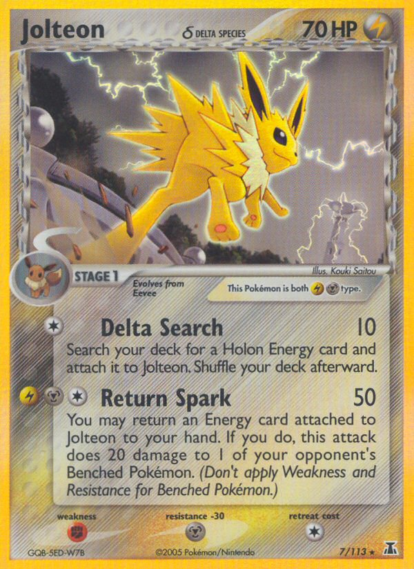 Jolteon (7/113) (Delta Species) [EX: Delta Species] - Pokémon - Card Brawlers | Quebec | Canada |
