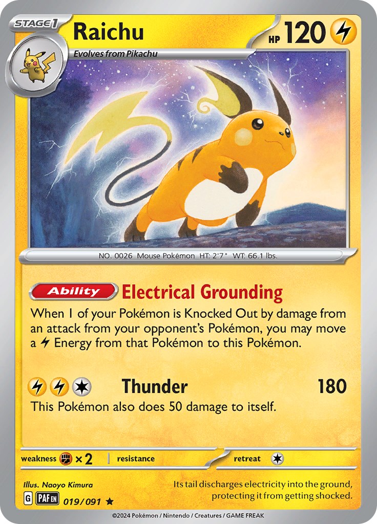Raichu (019/091) [Scarlet & Violet: Paldean Fates] - Pokémon - Card Brawlers | Quebec | Canada |