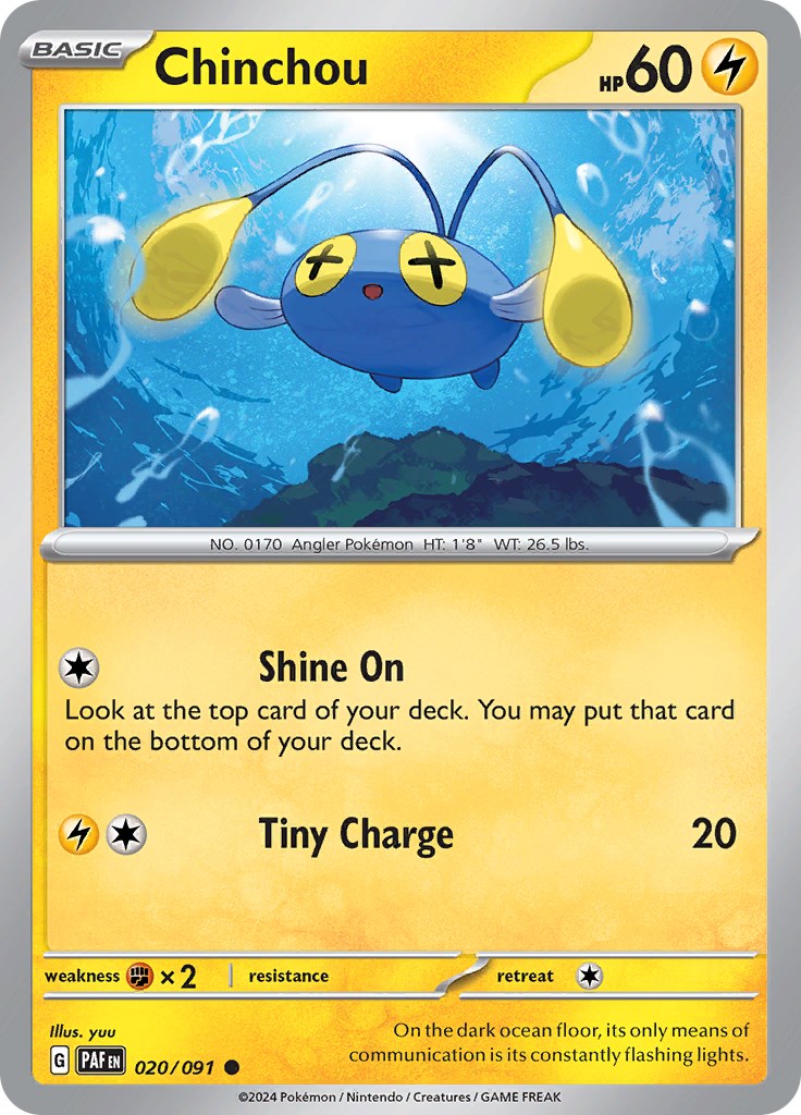 Chinchou (020/091) [Scarlet & Violet: Paldean Fates] - Pokémon - Card Brawlers | Quebec | Canada |
