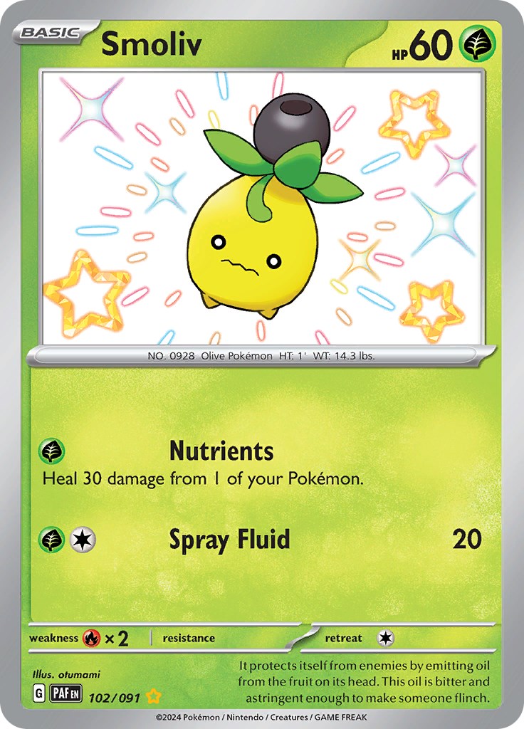 Smoliv (102/091) [Scarlet & Violet: Paldean Fates] - Pokémon - Card Brawlers | Quebec | Canada |