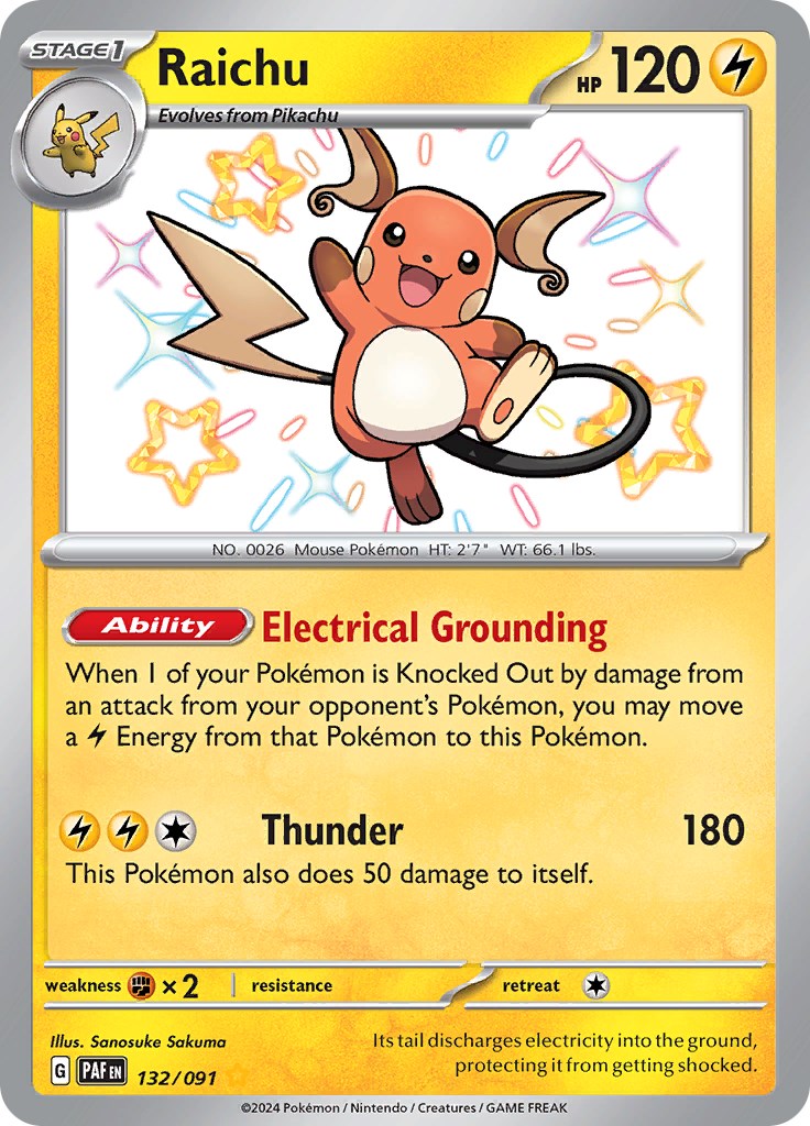 Raichu (132/091) [Scarlet & Violet: Paldean Fates] - Pokémon - Card Brawlers | Quebec | Canada |