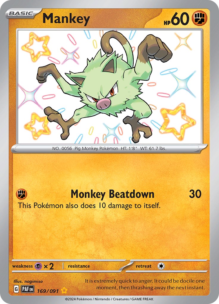 Mankey (169/091) [Scarlet & Violet: Paldean Fates] - Pokémon - Card Brawlers | Quebec | Canada |