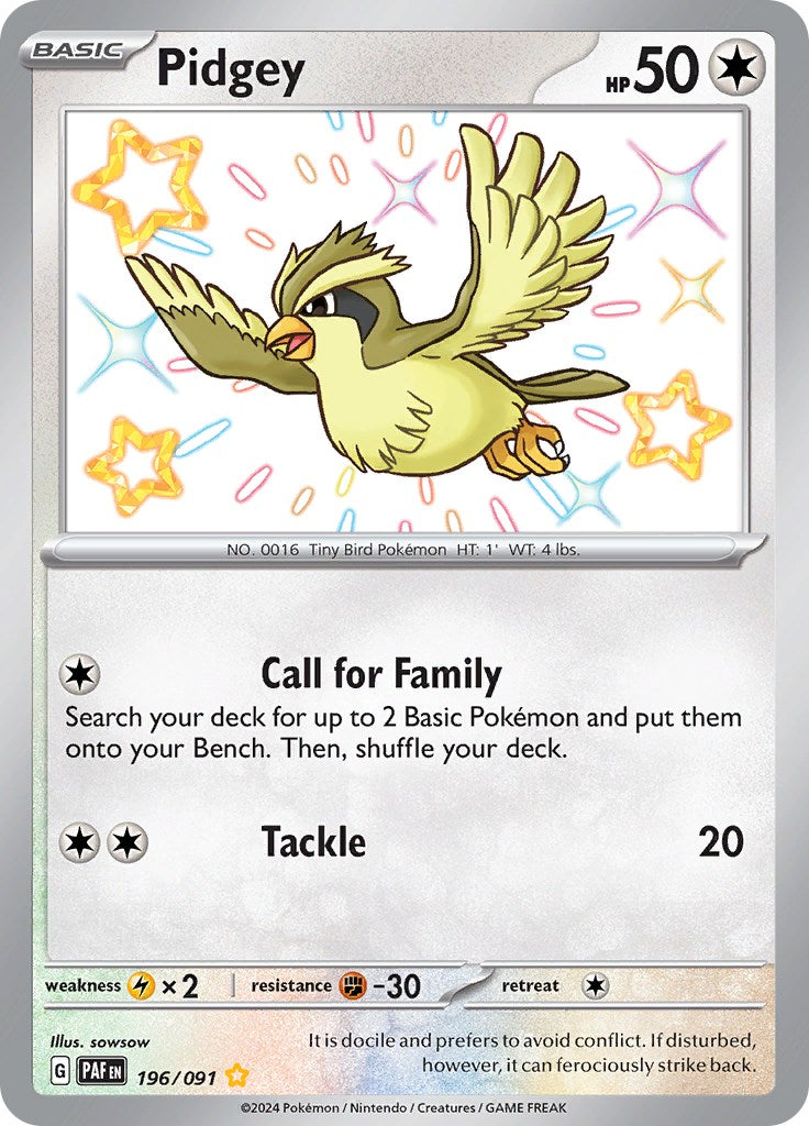 Pidgey (196/091) [Scarlet & Violet: Paldean Fates] - Pokémon - Card Brawlers | Quebec | Canada |