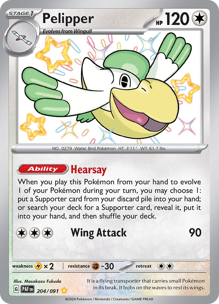 Pelipper (204/091) [Scarlet & Violet: Paldean Fates] - Pokémon - Card Brawlers | Quebec | Canada |