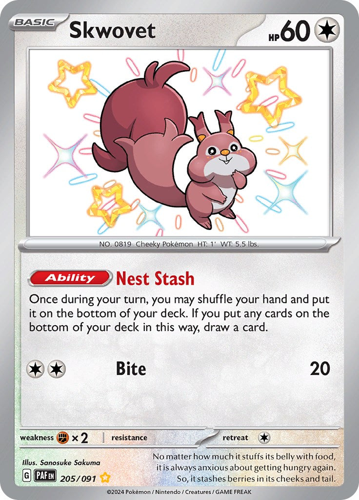 Skwovet (205/091) [Scarlet & Violet: Paldean Fates] - Pokémon - Card Brawlers | Quebec | Canada |