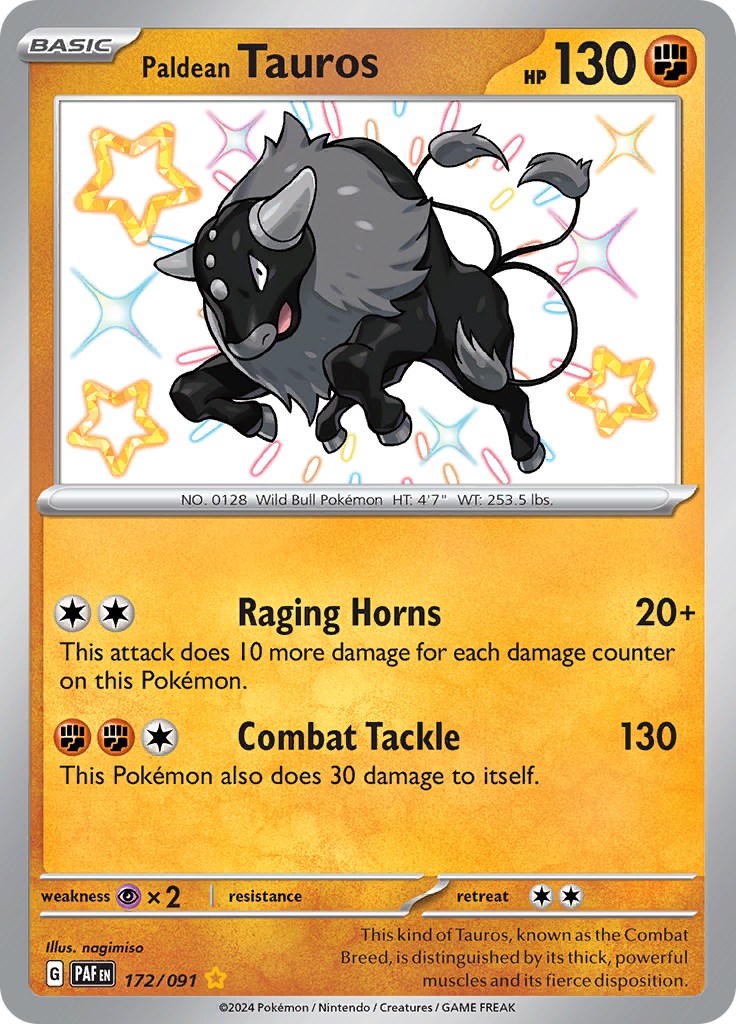 Paldean Tauros (172/091) [Scarlet & Violet: Paldean Fates] - Pokémon - Card Brawlers | Quebec | Canada |