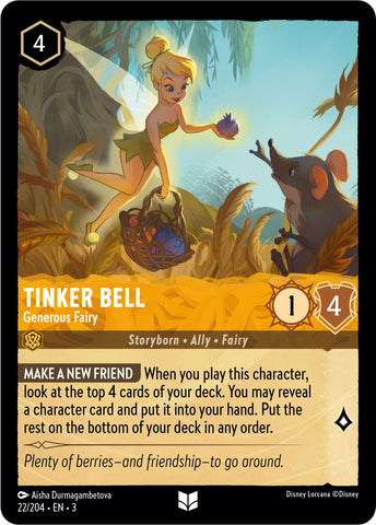 Tinker Bell - Generous Fairy (22/204) [Into the Inklands] - Card Brawlers | Quebec | Canada | Yu-Gi-Oh!