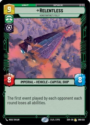 Relentless - Konstantine's Folly (089/252) [Spark of Rebellion] - Fantasy Flight Games - Card Brawlers | Quebec | Canada |