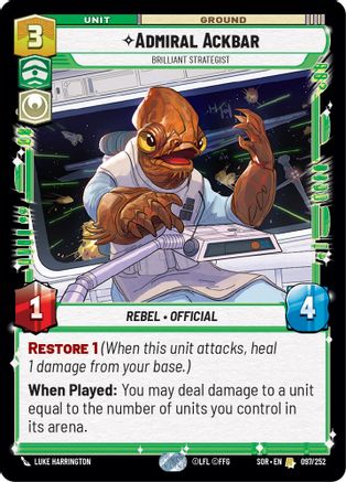 Admiral Ackbar - Brilliant Strategist (097/252) [Spark of Rebellion] - Fantasy Flight Games - Card Brawlers | Quebec | Canada |