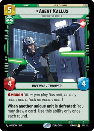 Agent Kallus - Seeking the Rebels (115/252) [Spark of Rebellion] - Fantasy Flight Games - Card Brawlers | Quebec | Canada |
