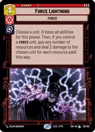 Force Lightning (138/252) [Spark of Rebellion] - Fantasy Flight Games - Card Brawlers | Quebec | Canada |