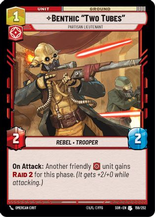 Benthic "Two Tubes" - Partisan Lieutenant (156/252) [Spark of Rebellion] - Fantasy Flight Games - Card Brawlers | Quebec | Canada |