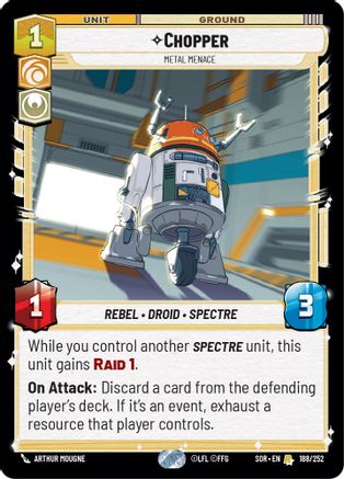 Chopper - Metal Menace (188/252) [Spark of Rebellion] - Fantasy Flight Games - Card Brawlers | Quebec | Canada |