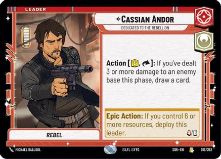 Cassian Andor - Dedicated to the Rebellion (013/252) [Spark of Rebellion] - Fantasy Flight Games - Card Brawlers | Quebec | Canada |