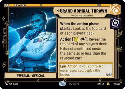 Grand Admiral Thrawn - Patient and Insightful (016/252) [Spark of Rebellion] - Fantasy Flight Games - Card Brawlers | Quebec | Canada |