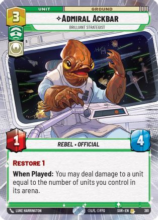 Admiral Ackbar - Brilliant Strategist (Hyperspace) (361) [Spark of Rebellion] - Fantasy Flight Games - Card Brawlers | Quebec | Canada |
