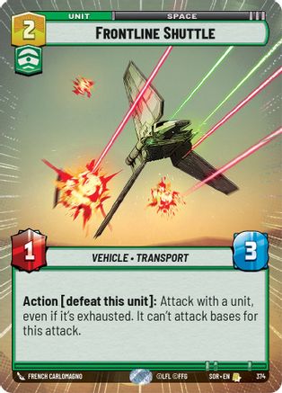 Frontline Shuttle (Hyperspace) (374) [Spark of Rebellion] - Fantasy Flight Games - Card Brawlers | Quebec | Canada |