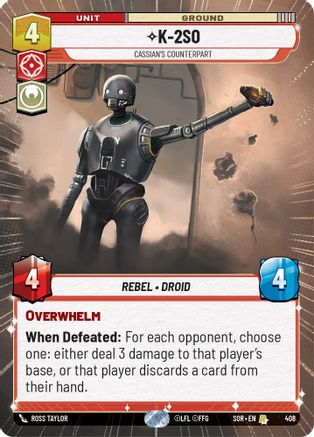 K-2SO - Cassian's Counterpart (Hyperspace) (408) [Spark of Rebellion] - Fantasy Flight Games - Card Brawlers | Quebec | Canada |