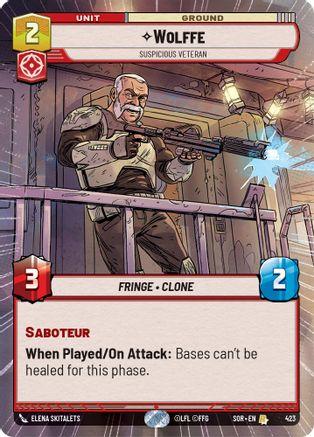 Wolffe - Suspicious Veteran (Hyperspace) (423) [Spark of Rebellion] - Fantasy Flight Games - Card Brawlers | Quebec | Canada |