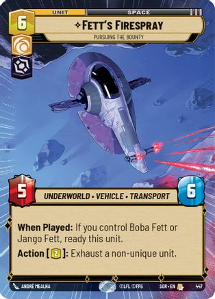 Fett's Firespray - Pursuing the Bounty (Hyperspace) (447) [Spark of Rebellion] - Fantasy Flight Games - Card Brawlers | Quebec | Canada |
