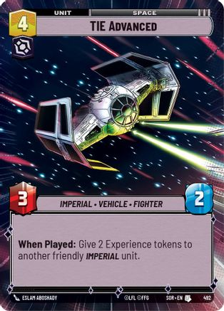 TIE Advanced (Hyperspace) (492) [Spark of Rebellion] - Fantasy Flight Games - Card Brawlers | Quebec | Canada |