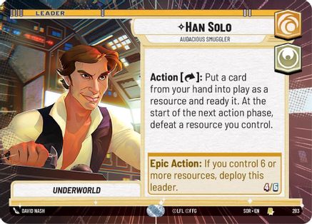 Han Solo - Audacious Smuggler (Hyperspace) (283) [Spark of Rebellion] - Fantasy Flight Games - Card Brawlers | Quebec | Canada |