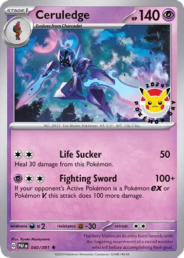 Ceruledge (040/091) (Pokemon Day 2024)(Cosmos Holo) [Scarlet & Violet: Black Star Promos] - Pokémon - Card Brawlers | Quebec | Canada |