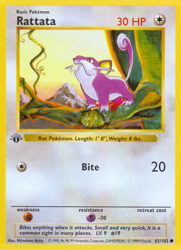 Rattata (61/102) (Shadowless) [Base Set 1st Edition] - Pokémon - Card Brawlers | Quebec | Canada |
