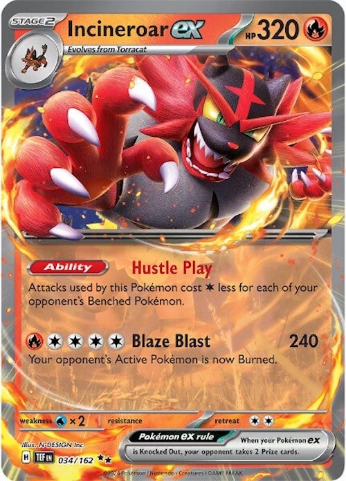 Incineroar ex (034/162) [Scarlet & Violet: Temporal Forces] - Pokémon - Card Brawlers | Quebec | Canada |