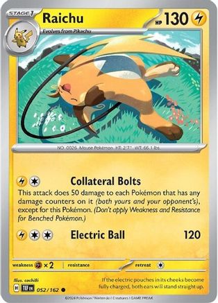 Raichu (052/162) [Scarlet & Violet: Temporal Forces] - Pokémon - Card Brawlers | Quebec | Canada |