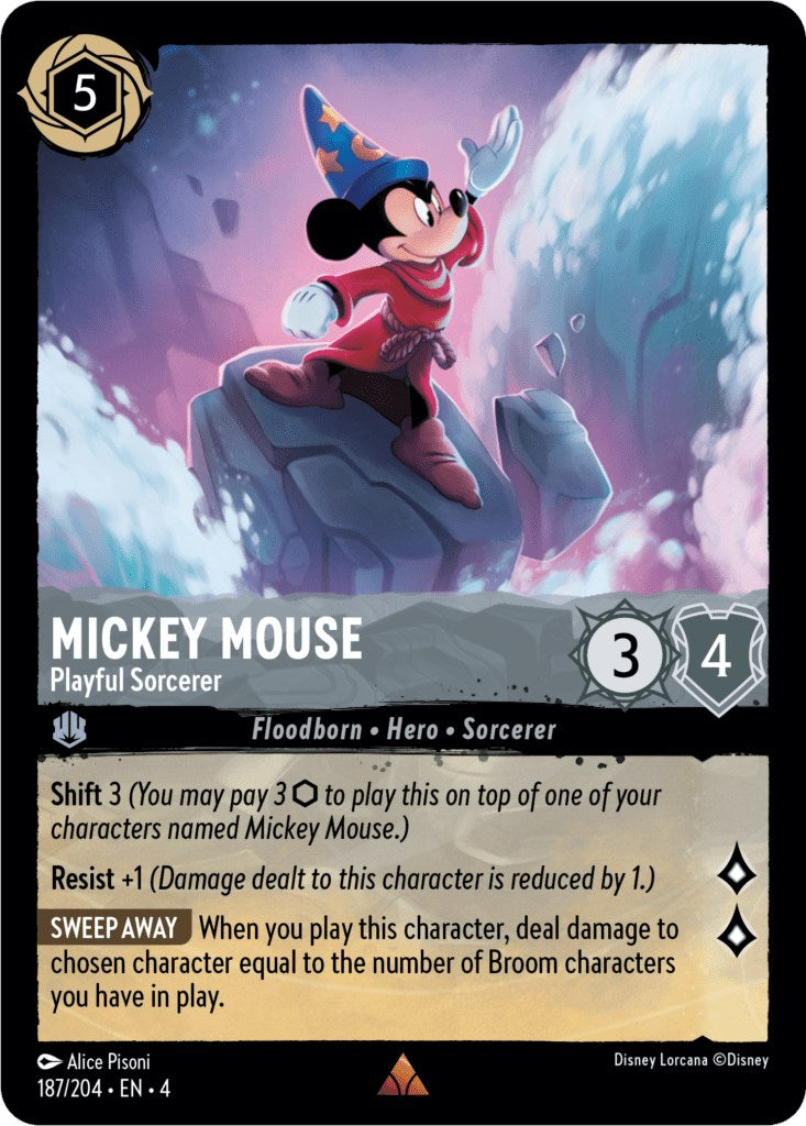 Mickey Mouse - Playful Sorcerer (187/204) (187/204) [Ursula's Return] - Disney - Card Brawlers | Quebec | Canada |